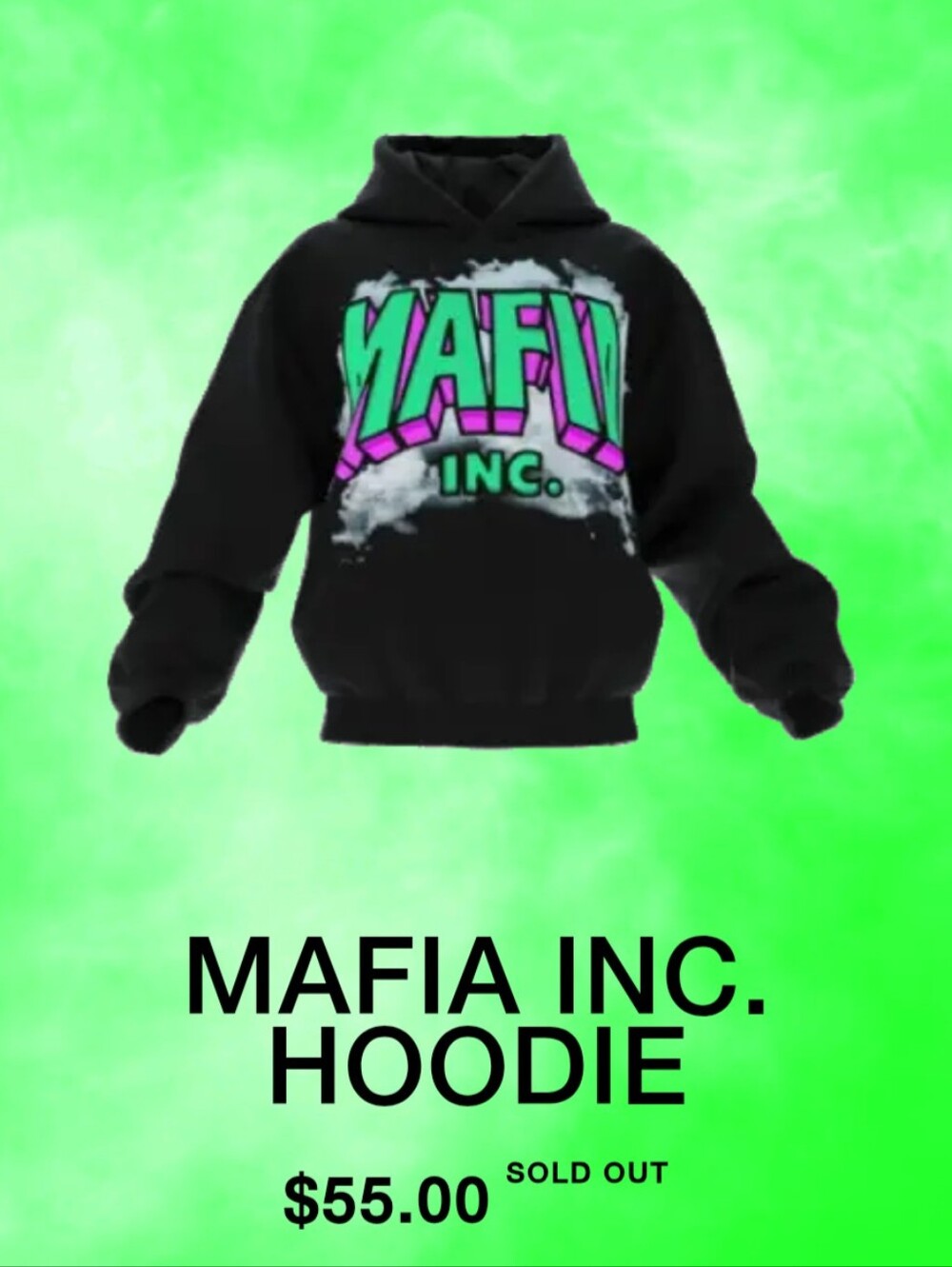 Airrack YouTube Merch Mafia Inc Graphic Pullover Hoodie Size XL Black